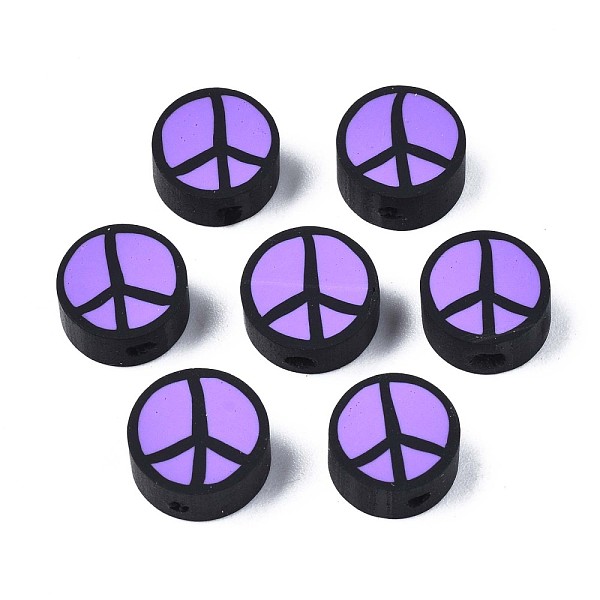 PandaHall Handmade Polymer Clay Beads, Flat Round with Peace Sign, Blue Violet, 9~10x4.5mm, Hole: 1.6mm Polymer Clay Flat Round
PandaHall Handmade Polymer Clay Beads, Flat Round with Peace Sign, Blue Violet, 9~10x4.5mm, Hole: 1.6mm Polymer Clay Flat Round