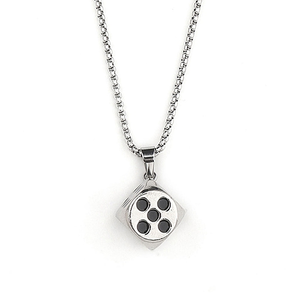 PandaHall Zinc Alloy with Enamel Dice Pendant Necklaces, 201 Stainless Steel Chain Necklaces, Stainless Steel Color, 23.23 inch(59cm) 201...
PandaHall Zinc Alloy with Enamel Dice Pendant Necklaces, 201 Stainless Steel Chain Necklaces, Stainless Steel Color, 23.23 inch(59cm) 201...