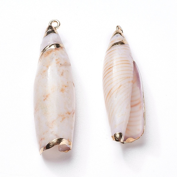 PandaHall Shell Pendants, with Iron Findings, Spiral Shell, Light Gold, 36~49x11~14x8.5~12mm, Hole: 1.8mm Shell Shell Shape
PandaHall Shell Pendants, with Iron Findings, Spiral Shell, Light Gold, 36~49x11~14x8.5~12mm, Hole: 1.8mm Shell Shell Shape