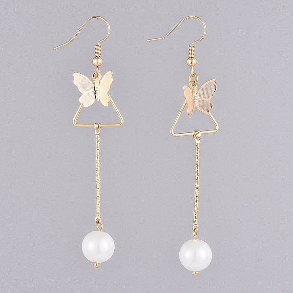 PandaHall Dangle Earrings, with Glass Pearl Round Beads, Iron Bar Links, Brass Pendant and Earring Hooks, Butterfly & Triangle, White, 77mm...
PandaHall Dangle Earrings, with Glass Pearl Round Beads, Iron Bar Links, Brass Pendant and Earring Hooks, Butterfly & Triangle, White, 77mm...
