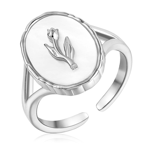 PandaHall Rhodium Plated 925 Sterling Silver Oval with Tulips Open Cuff Ring, Natural Shell Chunky Finger Ring for Women, Platinum, US Size...
PandaHall Rhodium Plated 925 Sterling Silver Oval with Tulips Open Cuff Ring, Natural Shell Chunky Finger Ring for Women, Platinum, US Size...