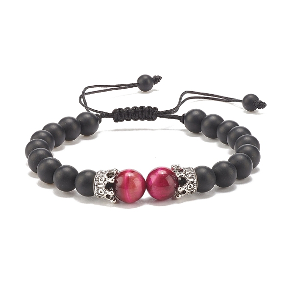 PandaHall Natural Frosted Black Agate(Dyed) & Tiger Eye Braided Bead Bracelet with Alloy Crown, Gemstone Jewelry for Women, Medium Violet...
PandaHall Natural Frosted Black Agate(Dyed) & Tiger Eye Braided Bead Bracelet with Alloy Crown, Gemstone Jewelry for Women, Medium Violet...