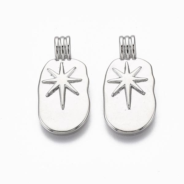 PandaHall Brass Pendants, Oval with Star, Nickel Free, Real Platinum Plated, 21.5x10.5x4.5mm, Hole: 2mm Brass Oval
PandaHall Brass Pendants, Oval with Star, Nickel Free, Real Platinum Plated, 21.5x10.5x4.5mm, Hole: 2mm Brass Oval