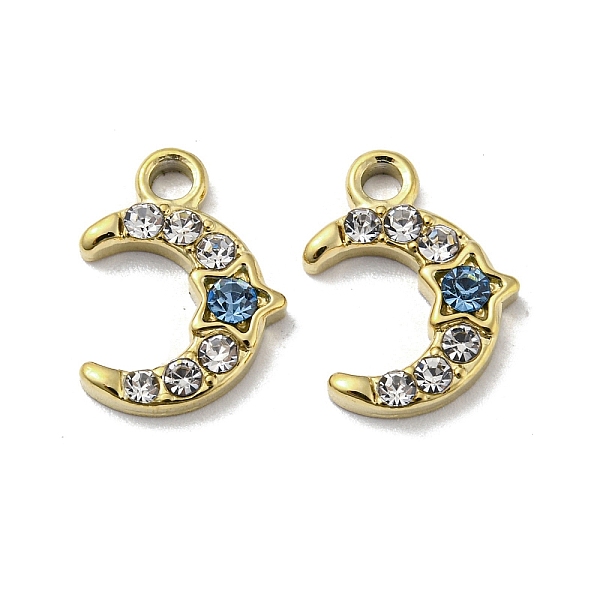 PandaHall 304 Stainless Steel Charms, with Aquamarine Rhinestone, Crescent Moon, Real 14K Gold Plated, 13.5x10x2mm, Hole: 1.8mm Stainless..., Cyan
PandaHall 304 Stainless Steel Charms, with Aquamarine Rhinestone, Crescent Moon, Real 14K Gold Plated, 13.5x10x2mm, Hole: 1.8mm Stainless..., Cyan