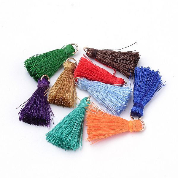 PandaHall Polyester Tassel Decorations, with Unwelded Iron Jump Rings, Golden, Mixed Color, 26mm, Hole: 4mm Polyester Multicolor
PandaHall Polyester Tassel Decorations, with Unwelded Iron Jump Rings, Golden, Mixed Color, 26mm, Hole: 4mm Polyester Multicolor
