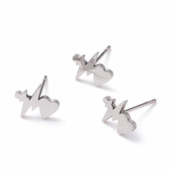 PandaHall Unisex 304 Stainless Steel Stud Earrings, Heartbeat, Stainless Steel Color, 9x10mm, Pin: 1mm 304 Stainless Steel Others
PandaHall Unisex 304 Stainless Steel Stud Earrings, Heartbeat, Stainless Steel Color, 9x10mm, Pin: 1mm 304 Stainless Steel Others