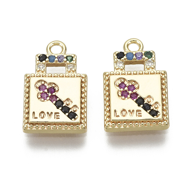 PandaHall Brass Micro Pave Cubic Zirconia Charms, Nickel Free, Square with Key & Word Love, Colorful, Real 18K Gold Plated, 14x9x1.5mm, Hole...
PandaHall Brass Micro Pave Cubic Zirconia Charms, Nickel Free, Square with Key & Word Love, Colorful, Real 18K Gold Plated, 14x9x1.5mm, Hole...