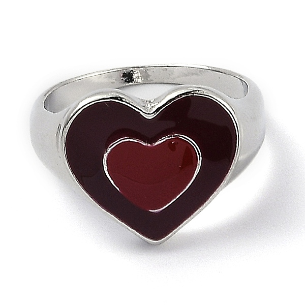 PandaHall Alloy Enamel Finger Rings, Heart, Platinum, Dark Red, US Size 7, Inner Diameter: 17.8mm Alloy
PandaHall Alloy Enamel Finger Rings, Heart, Platinum, Dark Red, US Size 7, Inner Diameter: 17.8mm Alloy