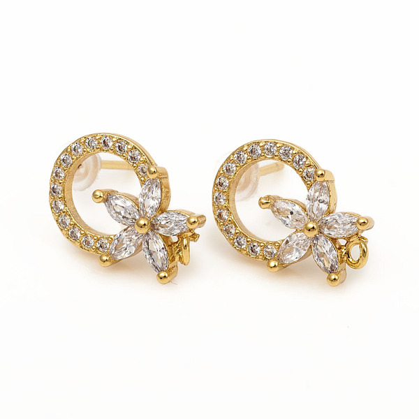 PandaHall Brass Stud Earring Findings, with Loops, Clear Cubic Zirconia and Ear Nuts, Ring with Flower, Golden, 14.5x10.5mm, Hole: 1mm, Pin...
PandaHall Brass Stud Earring Findings, with Loops, Clear Cubic Zirconia and Ear Nuts, Ring with Flower, Golden, 14.5x10.5mm, Hole: 1mm, Pin...