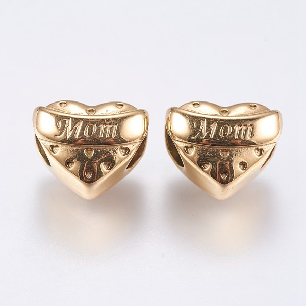 PandaHall 304 Stainless Steel European Beads, Ion Plating (IP), Large Hole Beads, Heart with Word Mom, For Mother's Day, Golden...
PandaHall 304 Stainless Steel European Beads, Ion Plating (IP), Large Hole Beads, Heart with Word Mom, For Mother's Day, Golden...
