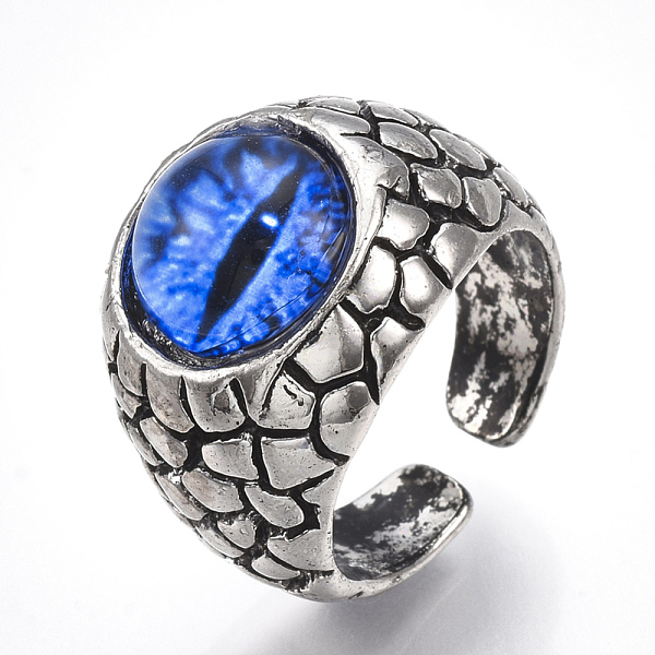 PandaHall Alloy Glass Cuff Finger Rings, Wide Band Rings, Dragon Eye, Antique Silver, Blue, Size 9, 19mm Glass Blue
PandaHall Alloy Glass Cuff Finger Rings, Wide Band Rings, Dragon Eye, Antique Silver, Blue, Size 9, 19mm Glass Blue