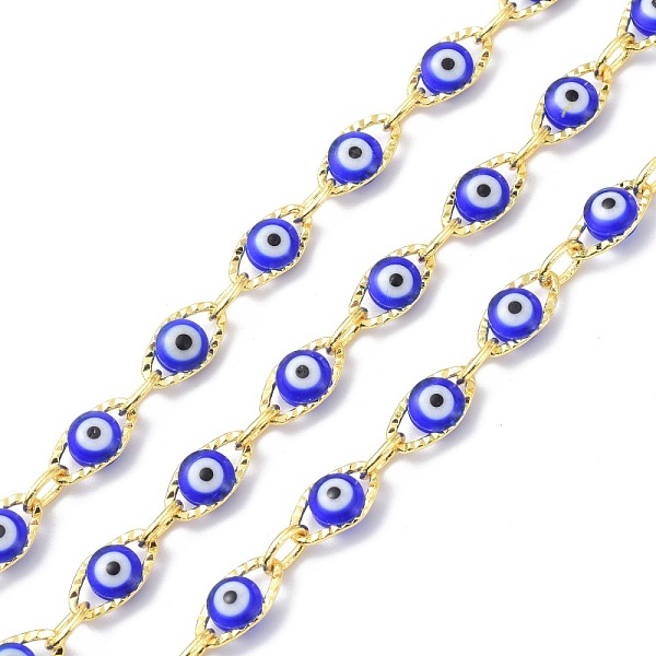 PandaHall Brass & Enamel Link Chains, Long-Lasting Plated, Evil Eye, Unwelded, with Spool, Golden, 5.5~10.5x4~5.5x1~3.5mm, about 10.93 yards...
PandaHall Brass & Enamel Link Chains, Long-Lasting Plated, Evil Eye, Unwelded, with Spool, Golden, 5.5~10.5x4~5.5x1~3.5mm, about 10.93 yards...