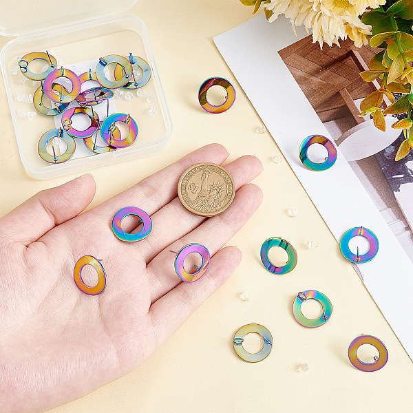 PandaHall Unicraftale 20Pcs Rainbow Color 304 Stainless Steel Stud Earring Findings, with Loop, Ring, with 30Pcs Plastic Ear Nuts, 18mm...
PandaHall Unicraftale 20Pcs Rainbow Color 304 Stainless Steel Stud Earring Findings, with Loop, Ring, with 30Pcs Plastic Ear Nuts, 18mm...