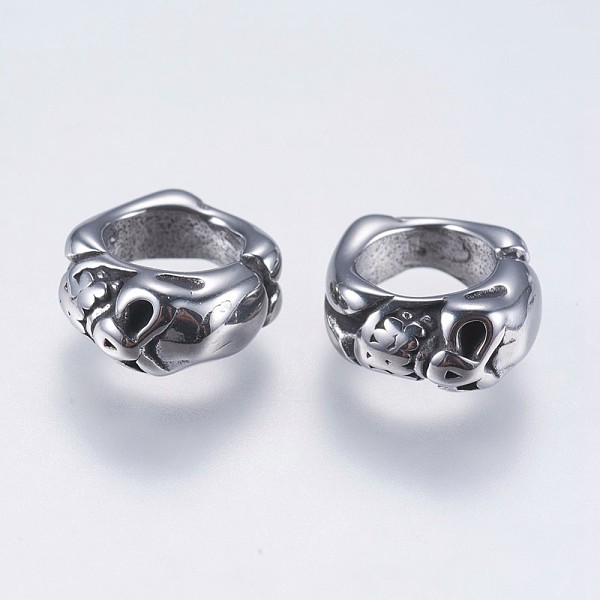 PandaHall 304 Stainless Steel Beads, Large Hole Beads, Ring with Skull, Antique Silver, 10x11x5mm, Hole: 6mm 304 Stainless Steel Ring
PandaHall 304 Stainless Steel Beads, Large Hole Beads, Ring with Skull, Antique Silver, 10x11x5mm, Hole: 6mm 304 Stainless Steel Ring