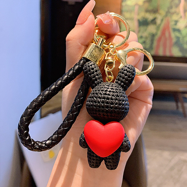 PandaHall Rabbit with Heart Resin Keychain, with Alloy Findings and Bell, Black, 7x3.5cm Resin Rabbit Black
PandaHall Rabbit with Heart Resin Keychain, with Alloy Findings and Bell, Black, 7x3.5cm Resin Rabbit Black