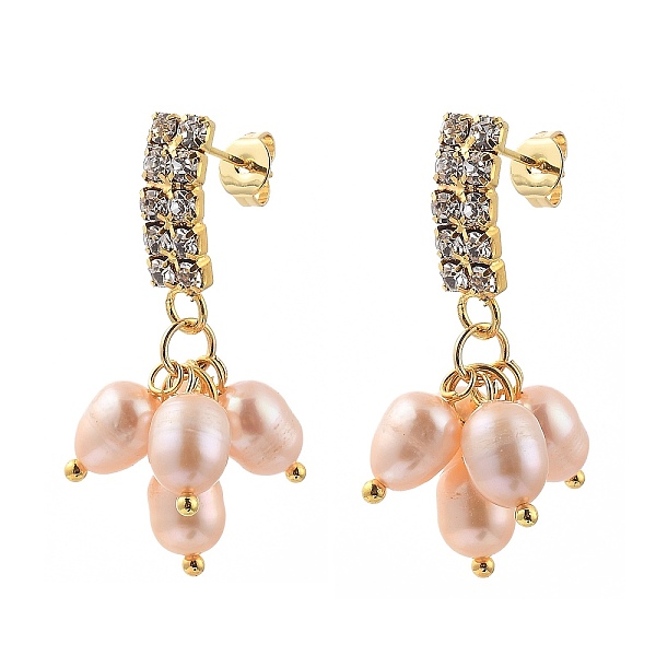 PandaHall Brass Dangle Stud Earrings, with Natural Pearl Beads, Crystal Rhinestones and Ear Nuts, Light Salmon, 34~35mm, Pin: 0.7mm Pearl..., Clear
PandaHall Brass Dangle Stud Earrings, with Natural Pearl Beads, Crystal Rhinestones and Ear Nuts, Light Salmon, 34~35mm, Pin: 0.7mm Pearl..., Clear
