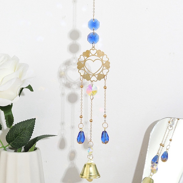 PandaHall Faceted Glass Teardrop & Octagon Hanging Suncatcher, Iron Bell Wind Chime, with Jump Ring, Heart Pattern, 300x2mm, Hole: 10mm..., Blue
PandaHall Faceted Glass Teardrop & Octagon Hanging Suncatcher, Iron Bell Wind Chime, with Jump Ring, Heart Pattern, 300x2mm, Hole: 10mm..., Blue