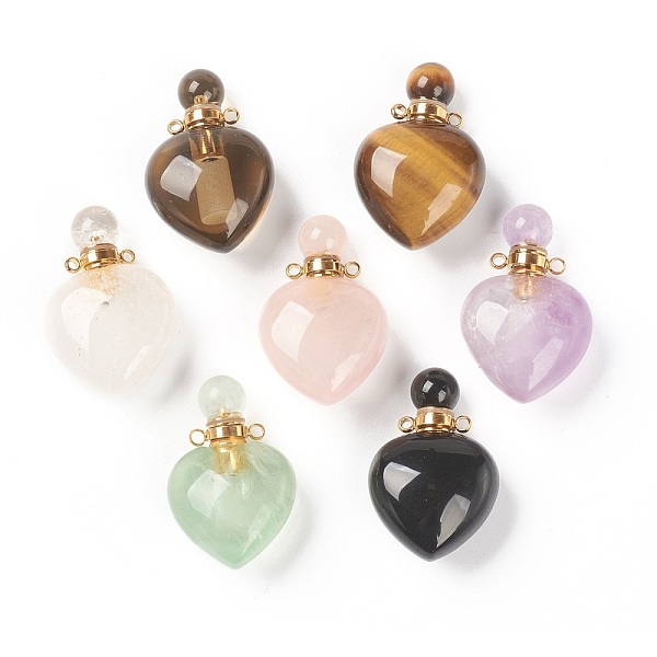PandaHall Natural Mixed Gemstone Pendants, Openable Perfume Bottle, with Golden Tone Brass Findings, Heart Shape, 33~35x22~23x12~13mm, Hole...
PandaHall Natural Mixed Gemstone Pendants, Openable Perfume Bottle, with Golden Tone Brass Findings, Heart Shape, 33~35x22~23x12~13mm, Hole...