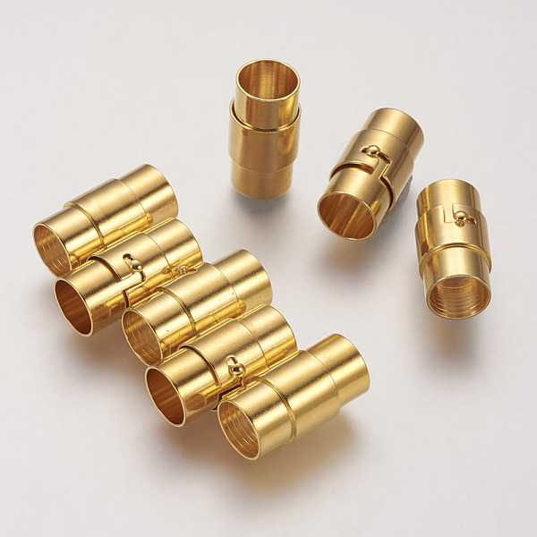 PandaHall Brass Locking Tube Magnetic Clasps, Column, Golden, 18x10mm, Hole: 8mm Brass Column
PandaHall Brass Locking Tube Magnetic Clasps, Column, Golden, 18x10mm, Hole: 8mm Brass Column