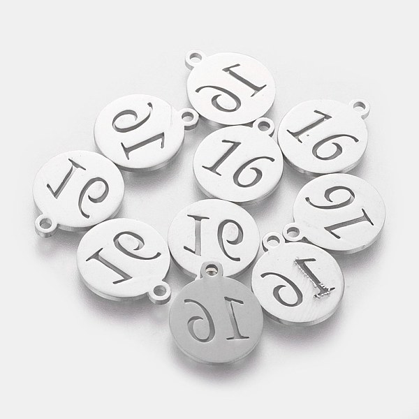 PandaHall 201 Stainless Steel Pendants, Flat Round with Number 16, Stainless Steel Color, 14x12x1.1mm, Hole: 1mm 201 Stainless Steel Flat...
PandaHall 201 Stainless Steel Pendants, Flat Round with Number 16, Stainless Steel Color, 14x12x1.1mm, Hole: 1mm 201 Stainless Steel Flat...