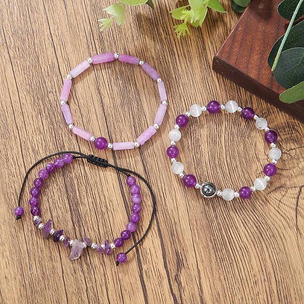 PandaHall Natural Amethyst with Cat Eye Stone Bracelet Set for Women, 7-1/8~7-1/2inch(18~19cm) Amethyst
PandaHall Natural Amethyst with Cat Eye Stone Bracelet Set for Women, 7-1/8~7-1/2inch(18~19cm) Amethyst