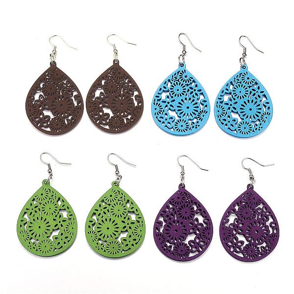 PandaHall Trendy Teardrop Wood Dangle Earrings, with Platinum Tone Alloy Earring Hooks, Mixed Color, 69~72x38~40mm, pin: 0.8mm Wood..., Multicolor
PandaHall Trendy Teardrop Wood Dangle Earrings, with Platinum Tone Alloy Earring Hooks, Mixed Color, 69~72x38~40mm, pin: 0.8mm Wood..., Multicolor