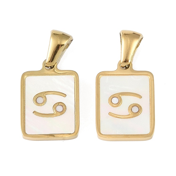 PandaHall Constellations Natural White Shell Pendants, Ion Plating(IP) 304 Stainless Steel Rectangle Charms, Real 18K Gold Plated, Cancer...
PandaHall Constellations Natural White Shell Pendants, Ion Plating(IP) 304 Stainless Steel Rectangle Charms, Real 18K Gold Plated, Cancer...
