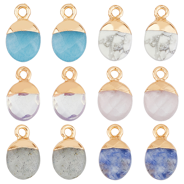 PandaHall SUPERFINDINGS 12Pcs 6 Styles Electroplated Natural & Synthetic Mixed Gemstone Faceted Oval Charms, with Golden Plated Iron Loops...
PandaHall SUPERFINDINGS 12Pcs 6 Styles Electroplated Natural & Synthetic Mixed Gemstone Faceted Oval Charms, with Golden Plated Iron Loops...