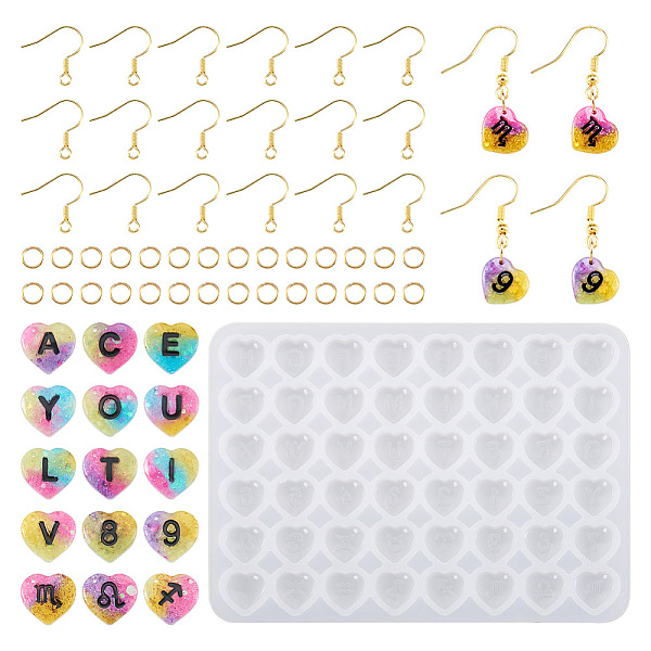 PandaHall DIY Letter A~Z Pendant Silicone Molds, with Iron Earring Hooks & Jump Rings, Golden, 87x122x4mm, Hole: 1mm, Inner Diameter..., White
PandaHall DIY Letter A~Z Pendant Silicone Molds, with Iron Earring Hooks & Jump Rings, Golden, 87x122x4mm, Hole: 1mm, Inner Diameter..., White