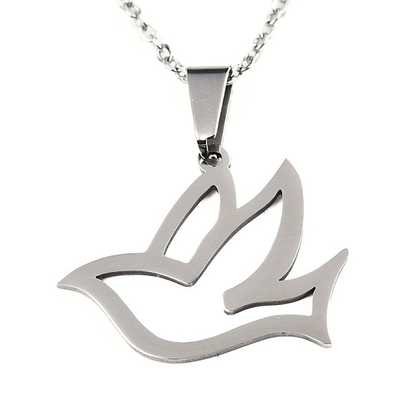PandaHall 201 Stainless Steel Pendants Necklaces, with Cable Chains and Lobster Claw Clasps, Pigeon, Stainless Steel Color, 17.71 inch(45cm)...
PandaHall 201 Stainless Steel Pendants Necklaces, with Cable Chains and Lobster Claw Clasps, Pigeon, Stainless Steel Color, 17.71 inch(45cm)...