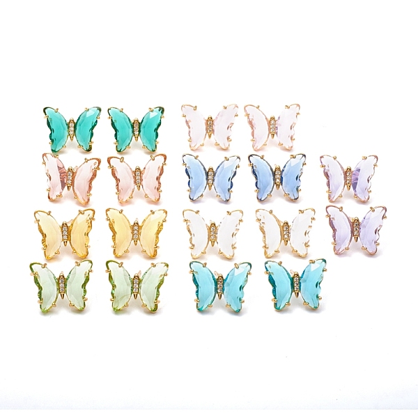 PandaHall Glass Stud Earrings, with Golden Plated Brass Findings and Clear Cubic Zirconia, Butterfly, Mixed Color, 15x19x4~4.5mm, Pin: 0.7mm..., Multicolor
PandaHall Glass Stud Earrings, with Golden Plated Brass Findings and Clear Cubic Zirconia, Butterfly, Mixed Color, 15x19x4~4.5mm, Pin: 0.7mm..., Multicolor