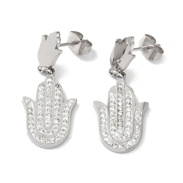 PandaHall Hamsa Hand 304 Stainless Steel Polymer Clay Rhinestone Dangle Earrings, Stud Earrings for Women, Stainless Steel Color, 32.5x13mm...
PandaHall Hamsa Hand 304 Stainless Steel Polymer Clay Rhinestone Dangle Earrings, Stud Earrings for Women, Stainless Steel Color, 32.5x13mm...