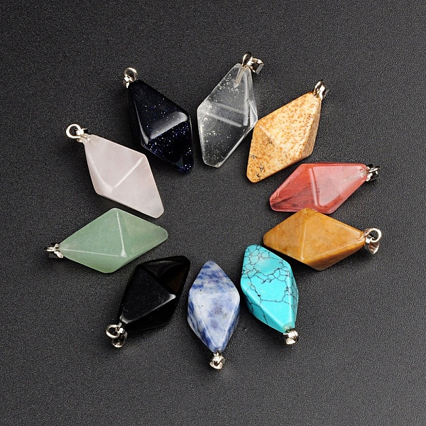 PandaHall Natural & Synthetic Gemstone Pendants, with Platinum Tone Brass Findings, Rhombus, 23x14mm Mixed Stone Rhombus
PandaHall Natural & Synthetic Gemstone Pendants, with Platinum Tone Brass Findings, Rhombus, 23x14mm Mixed Stone Rhombus