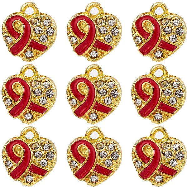 PandaHall SUNNYCLUE Alloy Rhinestone Pendants, with Enamel, Heart with Silk Ribbon, Aids Awareness Ribbon, Light Gold, 11x9.5x3mm, Hole..., Pink
PandaHall SUNNYCLUE Alloy Rhinestone Pendants, with Enamel, Heart with Silk Ribbon, Aids Awareness Ribbon, Light Gold, 11x9.5x3mm, Hole..., Pink