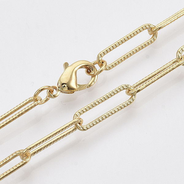 PandaHall Brass Textured Paperclip Chain Necklace Making, with Lobster Claw Clasps, Real 18K Gold Plated, 18.5 inch(47cm), Link...
PandaHall Brass Textured Paperclip Chain Necklace Making, with Lobster Claw Clasps, Real 18K Gold Plated, 18.5 inch(47cm), Link...