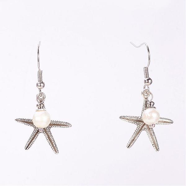 PandaHall Dangle Retro Alloy Starfish/Sea Stars Pendants Earrings for Women, with Freshwater Pearl Beads and Brass Earring Hooks, Antique..., Orange
PandaHall Dangle Retro Alloy Starfish/Sea Stars Pendants Earrings for Women, with Freshwater Pearl Beads and Brass Earring Hooks, Antique..., Orange