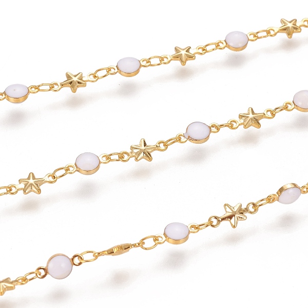 PandaHall 3.28 Feet Handmade Brass Link Chains, with Enamel and Spool, Soldered, Long-Lasting Plated, Flat Round & Star,White, Real 18K Gold...
PandaHall 3.28 Feet Handmade Brass Link Chains, with Enamel and Spool, Soldered, Long-Lasting Plated, Flat Round & Star,White, Real 18K Gold...