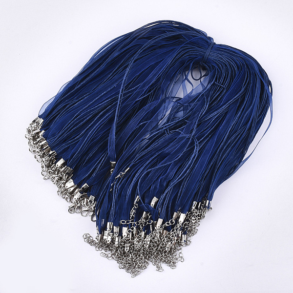 PandaHall Waxed Cord and Organza Ribbon Necklace Making, with Iron Lobster Claw Clasps, Platinum, Dark Blue, 17.6 inch~17.8 inch(45~45.5cm)...
PandaHall Waxed Cord and Organza Ribbon Necklace Making, with Iron Lobster Claw Clasps, Platinum, Dark Blue, 17.6 inch~17.8 inch(45~45.5cm)...