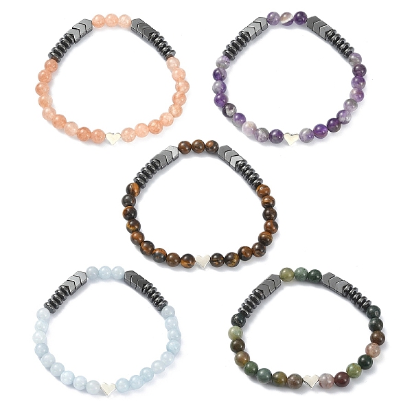 PandaHall Natural Mixed Gemstone Round & Synthetic Hematite Arrow & Alloy Heart Beaded Stretch Bracelet for Women, Inner Diameter: 2-1/4..., Multicolor
PandaHall Natural Mixed Gemstone Round & Synthetic Hematite Arrow & Alloy Heart Beaded Stretch Bracelet for Women, Inner Diameter: 2-1/4..., Multicolor