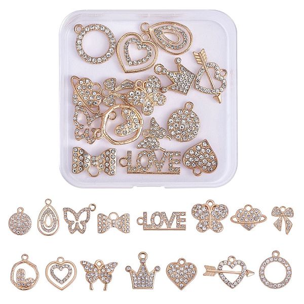 PandaHall 30Pcs 15 Style Alloy Rhinestone Pendants, Mix-shaped, Crystal, 12~25.5x10~24x2~3.5mm, Hole: 1.4~3mm, 2pcs/style Alloy+Rhinestone..., Clear
PandaHall 30Pcs 15 Style Alloy Rhinestone Pendants, Mix-shaped, Crystal, 12~25.5x10~24x2~3.5mm, Hole: 1.4~3mm, 2pcs/style Alloy+Rhinestone..., Clear