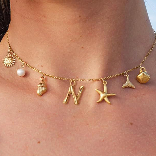 PandaHall Bohemian Summer Beach Style 18K Gold Plated Shell Shape Initial Pendant Necklaces Brass
PandaHall Bohemian Summer Beach Style 18K Gold Plated Shell Shape Initial Pendant Necklaces Brass
