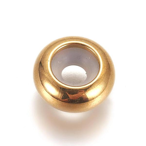 PandaHall Vacuum Plating 304 Stainless Steel Beads, with Rubber Inside, Slider Beads, Stopper Beads, Rondelle, Golden, 6x3mm, Hole: 3mm...
PandaHall Vacuum Plating 304 Stainless Steel Beads, with Rubber Inside, Slider Beads, Stopper Beads, Rondelle, Golden, 6x3mm, Hole: 3mm...