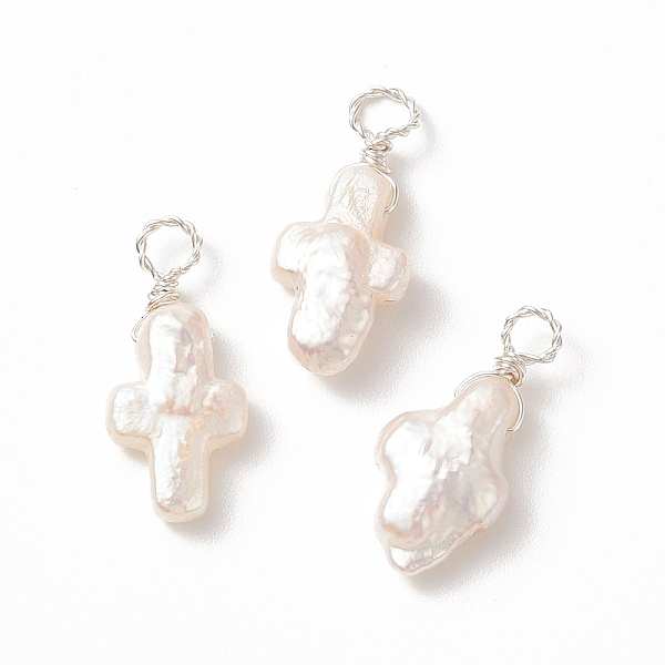 PandaHall Copper Wire Wrapped Natural Keshi Pearl Pendants, Religion Cross Charms, Silver, 20.5~23.5x8.5~9.5x4mm, Hole: 2.5~3mm Keshi Pearl...
PandaHall Copper Wire Wrapped Natural Keshi Pearl Pendants, Religion Cross Charms, Silver, 20.5~23.5x8.5~9.5x4mm, Hole: 2.5~3mm Keshi Pearl...