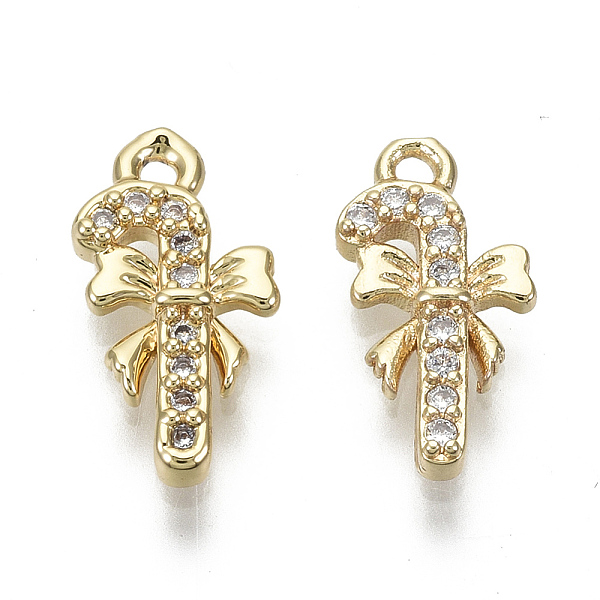 PandaHall Brass Micro Pave Clear Cubic Zirconia Charms, Nickel Free, Christmas Crutch with Bowknot, Real 18K Gold Plated, 13x7x2mm, Hole...
PandaHall Brass Micro Pave Clear Cubic Zirconia Charms, Nickel Free, Christmas Crutch with Bowknot, Real 18K Gold Plated, 13x7x2mm, Hole...