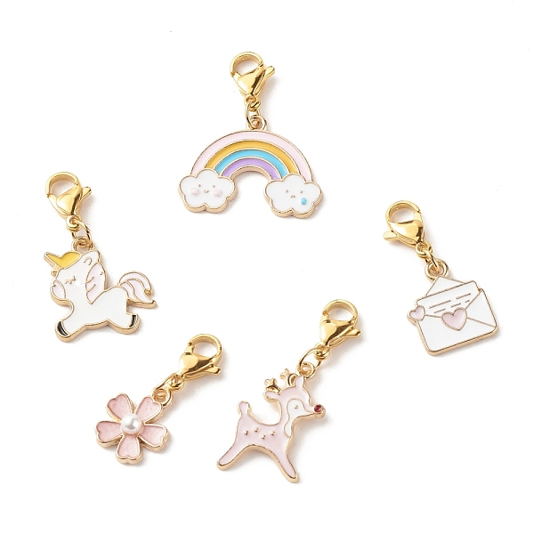 PandaHall Alloy Enamel Pendant Decorates, Deer & Unicorn & Sakura Flower & Envelope & Rainbow, with 304 Stainless Steel Lobster Claw Clasps..., Multicolor
PandaHall Alloy Enamel Pendant Decorates, Deer & Unicorn & Sakura Flower & Envelope & Rainbow, with 304 Stainless Steel Lobster Claw Clasps..., Multicolor