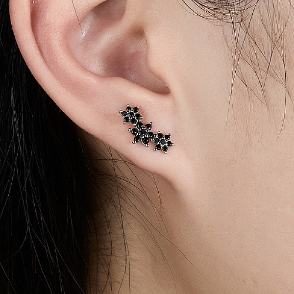 PandaHall Cubic Zirconia Flower Stud Earrings, Silver 925 Sterling Silver Post Earings, Black, 12x5mm Cubic Zirconia Flower Black
PandaHall Cubic Zirconia Flower Stud Earrings, Silver 925 Sterling Silver Post Earings, Black, 12x5mm Cubic Zirconia Flower Black