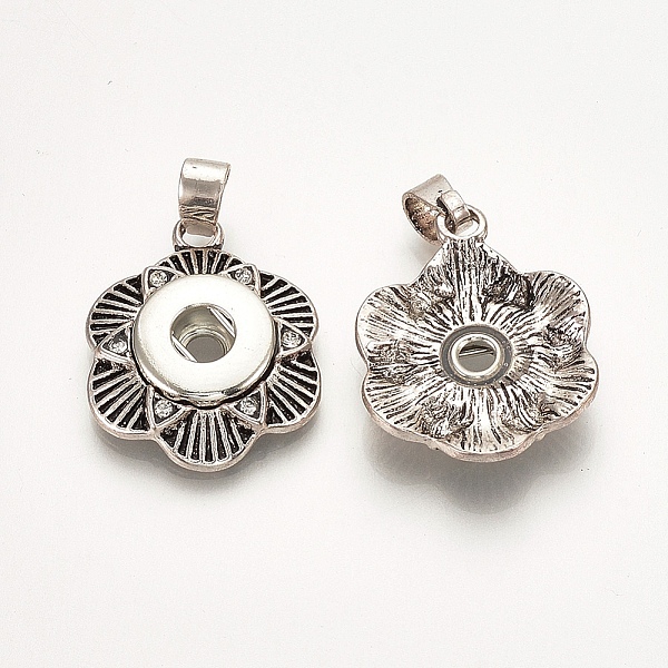 PandaHall Alloy Rhinestone Snap Pendant Making, for Snap Buttons, Flower, Antique Silver, 25x20x5mm, Hole: 4x7mm, Fit Snap Button in 4~5mm..., Clear
PandaHall Alloy Rhinestone Snap Pendant Making, for Snap Buttons, Flower, Antique Silver, 25x20x5mm, Hole: 4x7mm, Fit Snap Button in 4~5mm..., Clear