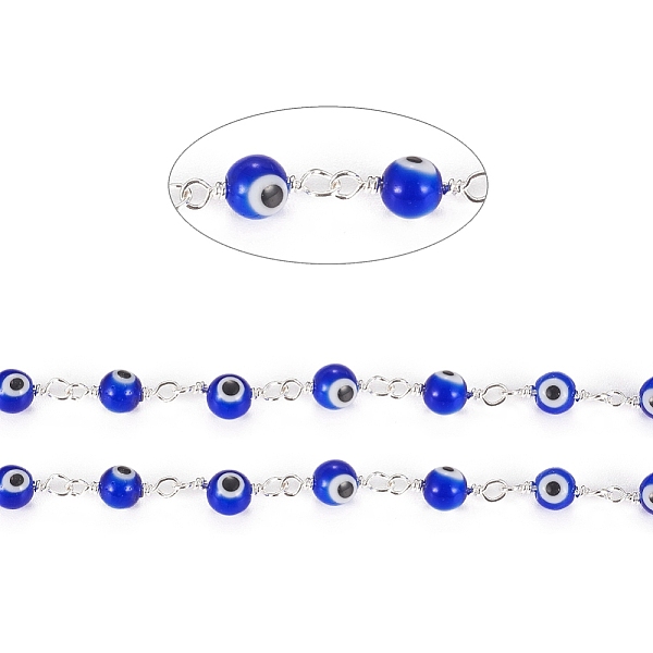 PandaHall 3.28 Feet Handmade Evil Eye Lampwork Round Beaded Chains, with Brass Findings, Unwelded, Long-Lasting Plated, Silver, Medium Blue...
PandaHall 3.28 Feet Handmade Evil Eye Lampwork Round Beaded Chains, with Brass Findings, Unwelded, Long-Lasting Plated, Silver, Medium Blue...