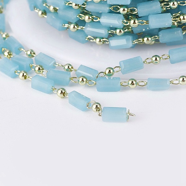 PandaHall 3.28 Feet Handmade Glass Beaded Chains, Soldered, with Brass Findings, Long-Lasting Plated, Real 18K Gold Plated, Cuboid, Pale...
PandaHall 3.28 Feet Handmade Glass Beaded Chains, Soldered, with Brass Findings, Long-Lasting Plated, Real 18K Gold Plated, Cuboid, Pale...
