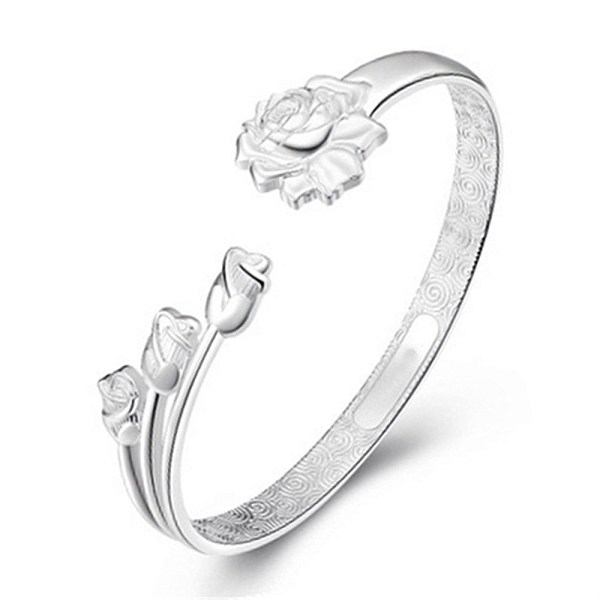 PandaHall Women's Trendy Smooth Brass Cuff Bangles, with Rose, Platinum, Inner Diameter: 2-1/8 inch(5.4cm) Brass
PandaHall Women's Trendy Smooth Brass Cuff Bangles, with Rose, Platinum, Inner Diameter: 2-1/8 inch(5.4cm) Brass